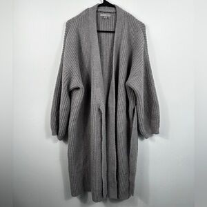 Barefoot Dreams CozyChic Ribbed Lounge Robe Open Front Gray Size XL